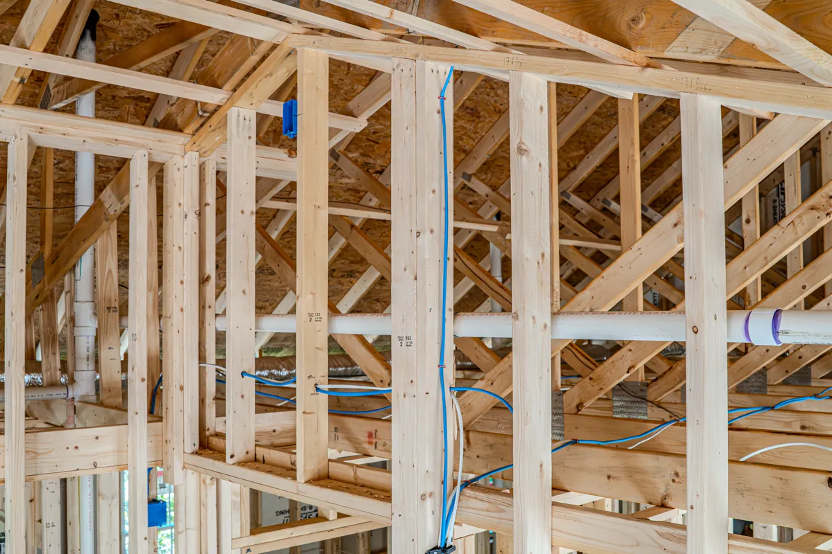 Electrical wiring for lighting during construction framing phase