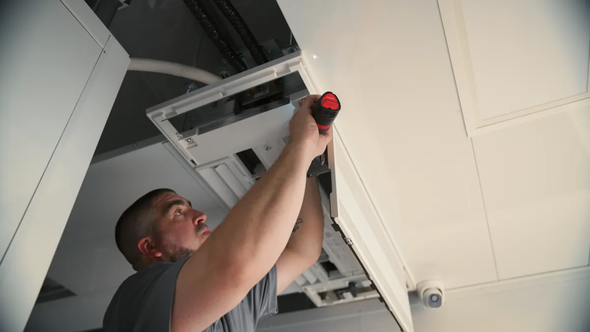 Mini split ceiling installation