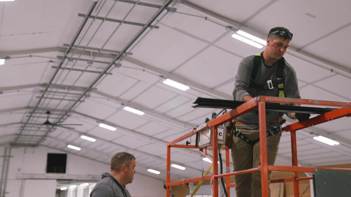 MC Electric technician performing scheduled HVAC maintenance